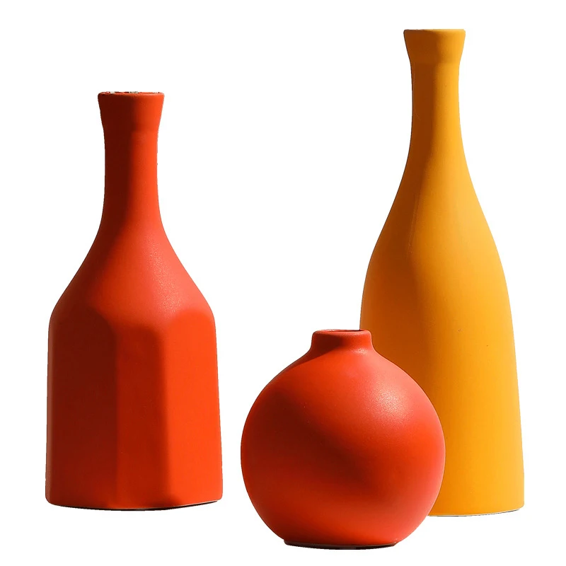 

Morandi Color Ceramic Vase Arrangement Flower Vases Nordic Home Decoration Dried Flower Container Flower Inserter Desktop Decors