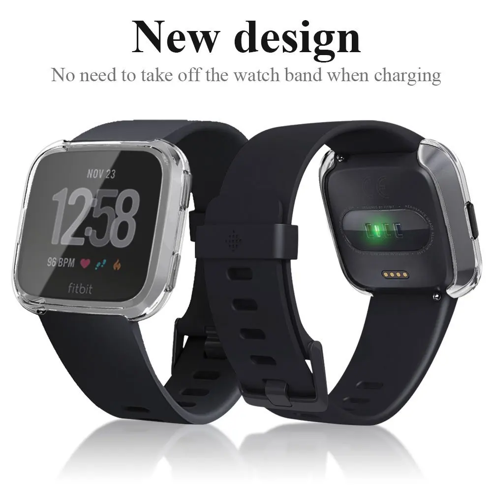Роскошный чехол для Fitbit Versa Полный экран протектор Силиконовый умные часы s