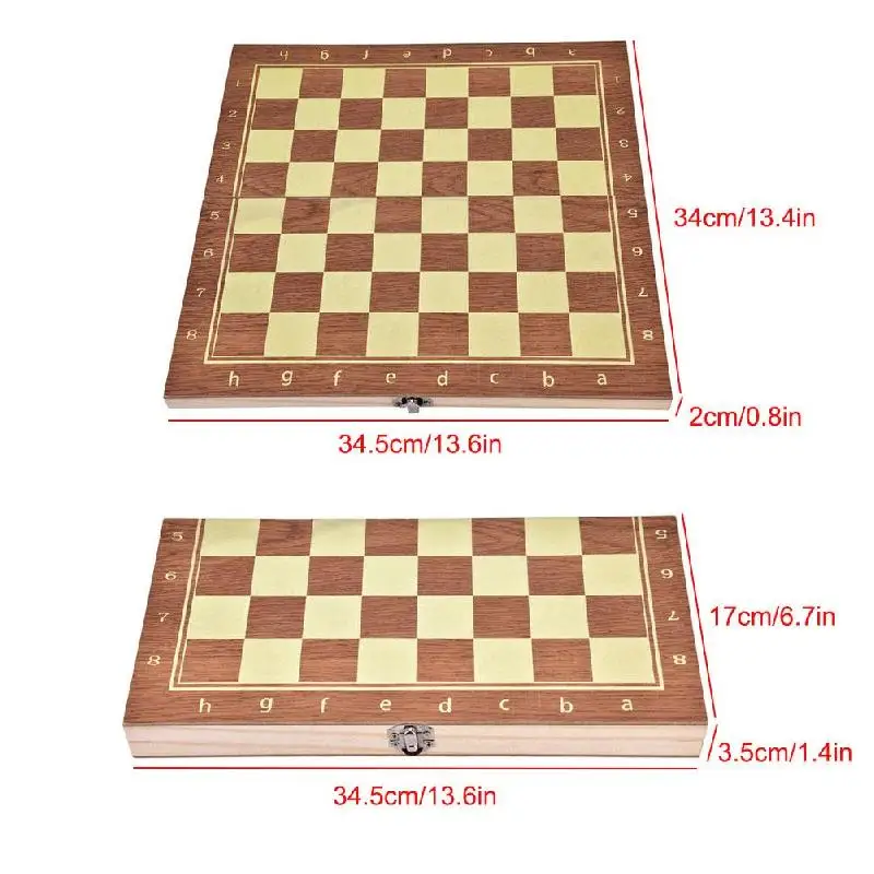 

Portable Wooden Chess Board Folding Chess Durable And Lightweight Easy To Play Large Folding Board Chess Set 34 * 17 * 3.5cm