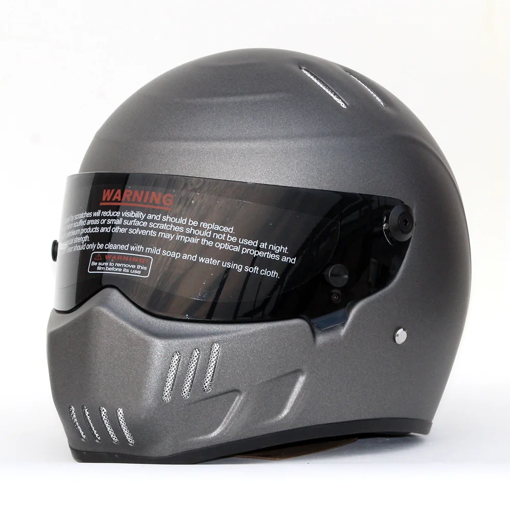 Шлем для езды на мотоцикле CRG Ретро стиль серебристый гоночный мотошлем все лицо