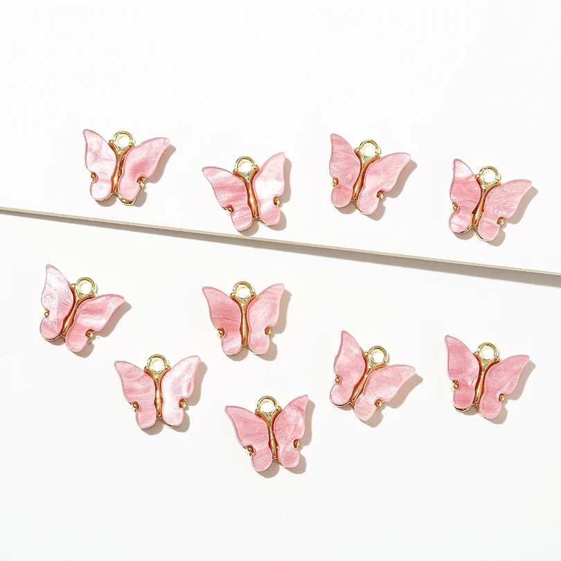 10 шт./лот разноцветные акриловые подвески в виде бабочек из сплава милые DIY