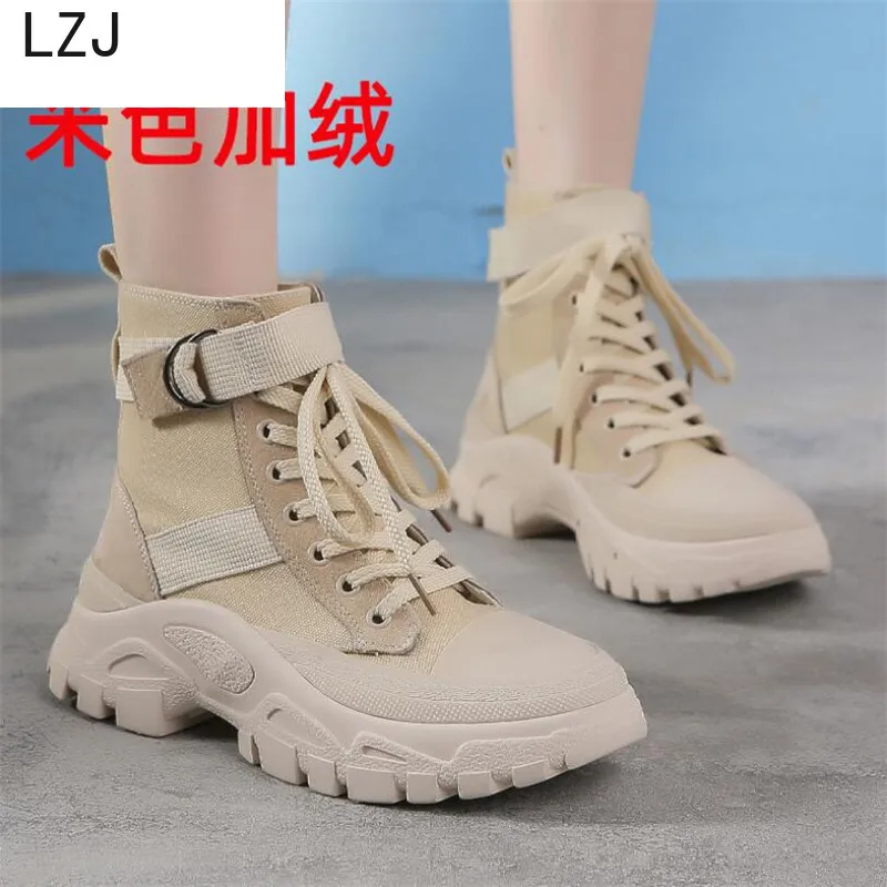 

LZJ 2019 Women boots autumn Winter casual Women shoes outdoor women shoes Slip on fashion Booties Ankle boots Martin boots