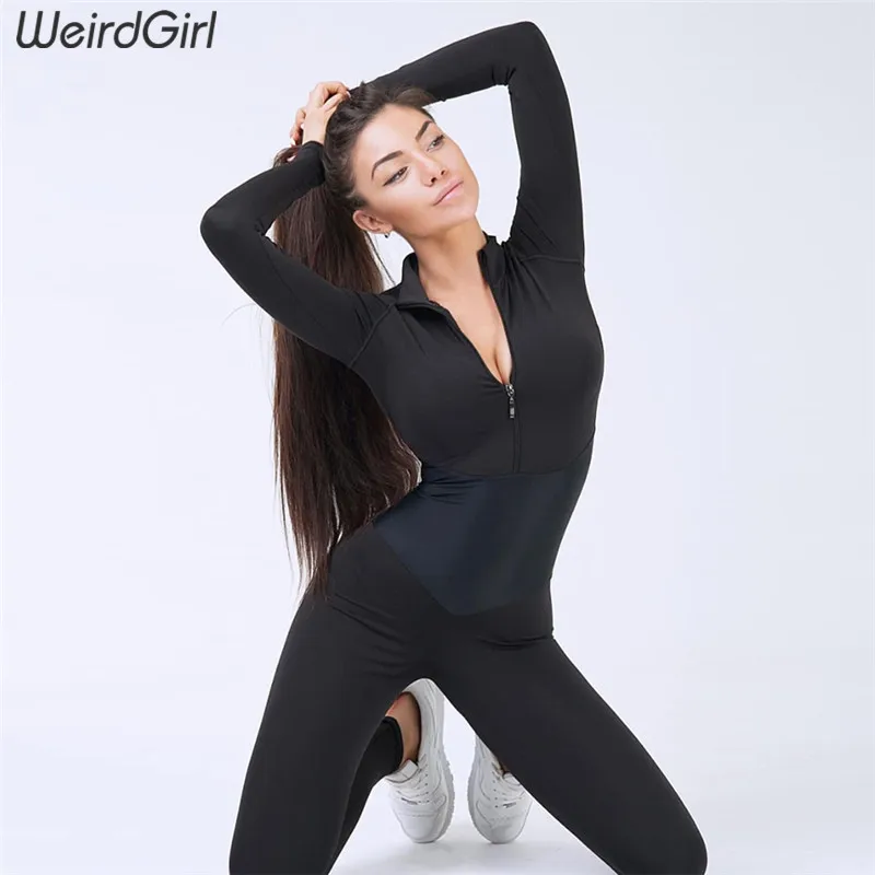 Женское повседневное боди Модный комбинезон для фитнеса с длинным рукавом