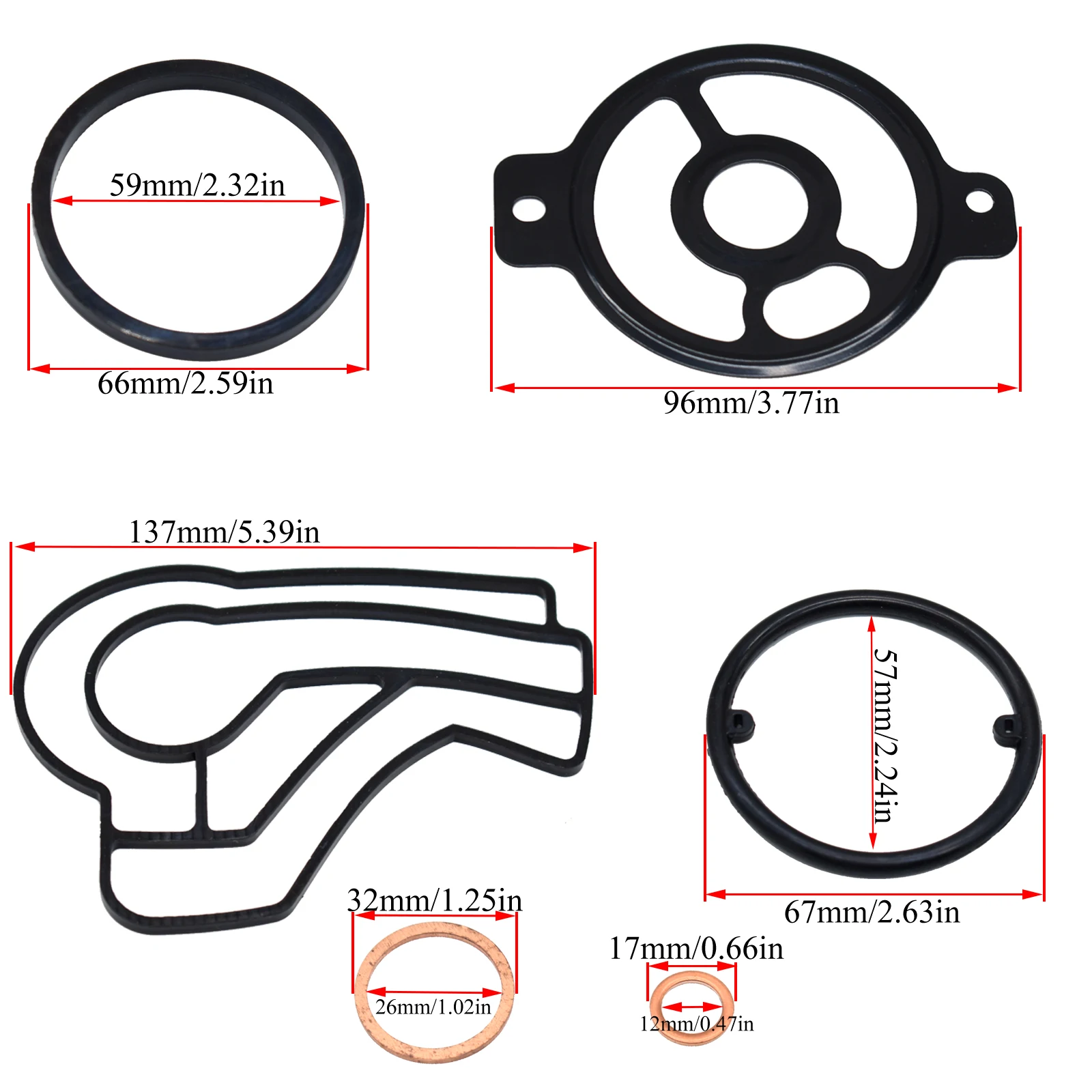 Комплект уплотнений для корпуса фильтра масляного радиатора двигателя