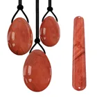 Набор яиц йони-палочка Red Jasper Yoni, массажный шар из натурального нефрита для укрепления вагинальных мышц, лечебный камень для упражнений Кегеля, массажный инструмент
