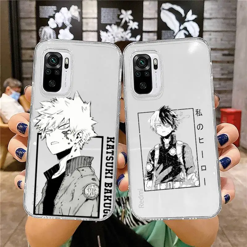 

My Hero Academia deku bakugou Boku Phone Case for xiaomi 11 redmi note 10 9 8 7 pro lite T A S 10T 9A 9S 8T pro 4G transparent
