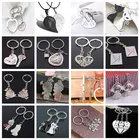 2 шт. влюбленные Сердца цепочка для ключей кольцо ювелирных изделий ко Дню Святого Валентина свадьбы подарки Романтический плавающий расческа-Ножницы брелок для пар 36 стили