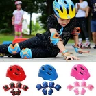 Детские велосипедные роликовые коньки из 7 предметов, комплект защитной экипировки для детского шлема, наколенники