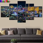 Алмазная живопись Лас Вегас, 5 шт., Алмазная мозаика сделай сам, мульти-картины стразы, Городской Ночной пейзаж, домашнее искусство,