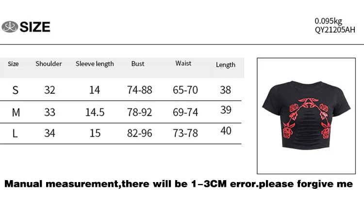 

[You're My Secret] 2021 Summer Gothic Cropped TOP Sexy Hollow Out Slim Stretch Tshirt Short Sleeves Floral Printd Women Tee Tops