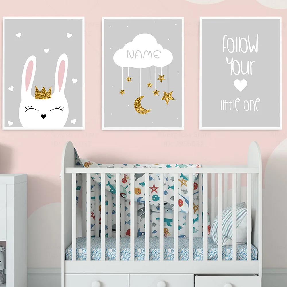 Мультяшный кролик облако Холст Картина постер картины для детской в