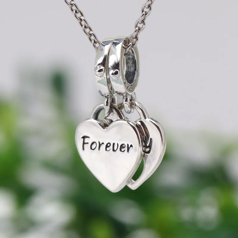 

New 925 Sterling Silver Charm Bead Mother-daughter Piece Together Fits Original Pandora Bracelets DIY Jewelry
