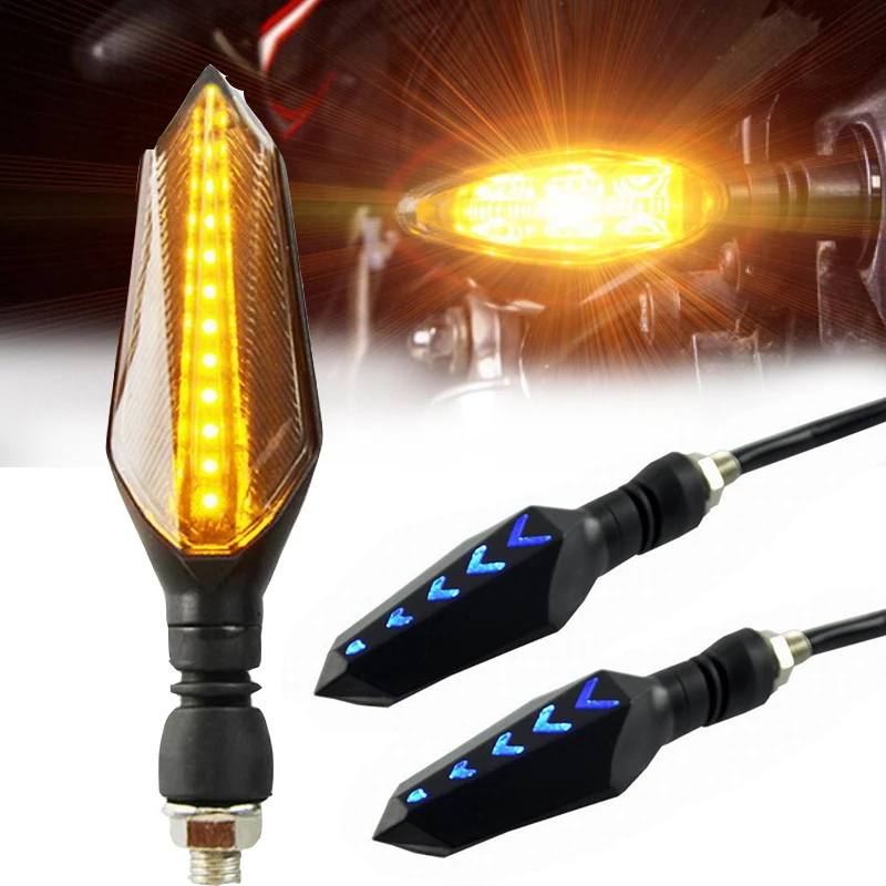 

Motorcycles Lights LED Turn Signals Flasher Flowing Water Decoration Warning Flashing Lamps Auto Waterproof Accessories 2 Pcs