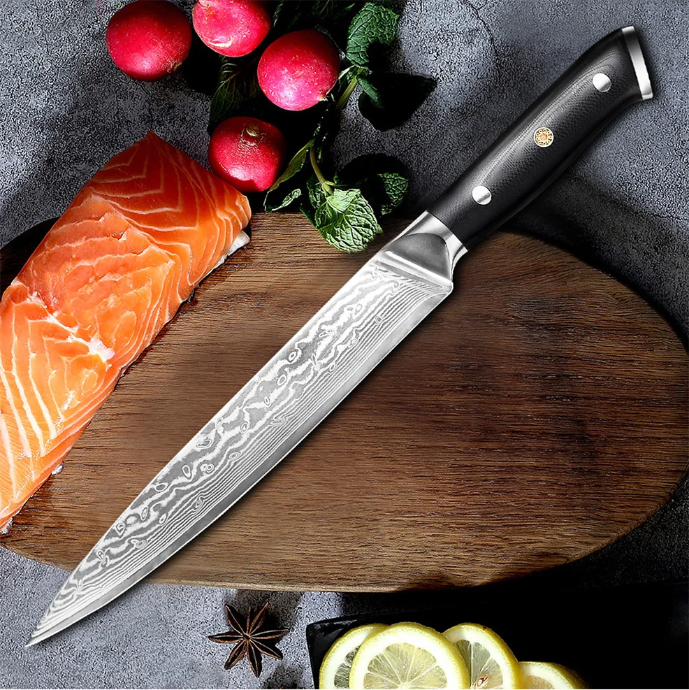 

8 дюймов, кованый китайский нож шеф-повара, нож для резки мяса, дамасская сталь, кухонные инструменты лучшего качества, для мяса, фруктов, ово...