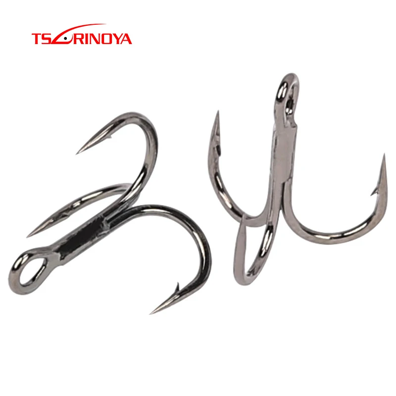 

TSURINOYA 10pcs #14 Barbed Treble Hooks High Quality Black Carbon Fishing Hooks Extra Strengthen Barbed Treble Hooks Pesca Peche