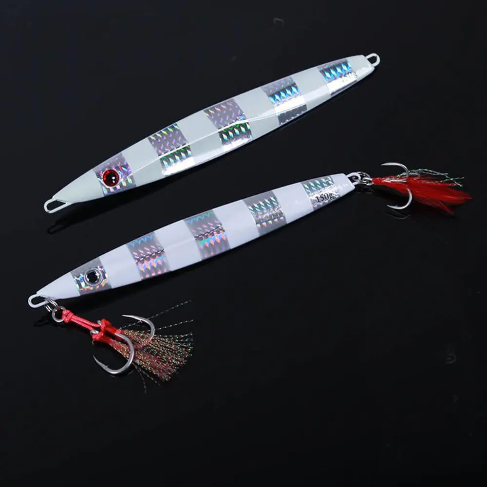 

5PCS Deep sea Fishing Silvery Jigging Slow sinking Jig Hook Lure Jigbait spoon baits 80/100/120/150g Ocean Beach Fishing