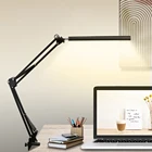 Светодиодная Складная Настольная лампа с защитой глаз, универсальная настольная лампа для чтения и учебы, офисный светильник с длинным зажимом и USB-разъемом