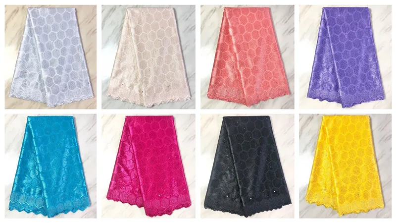 

Alisa 5 Yards African Swiss Voile Lace Fabric Embroidery Lace High Quality African Dry Cotton Lace Fabric For Wedding Dresses