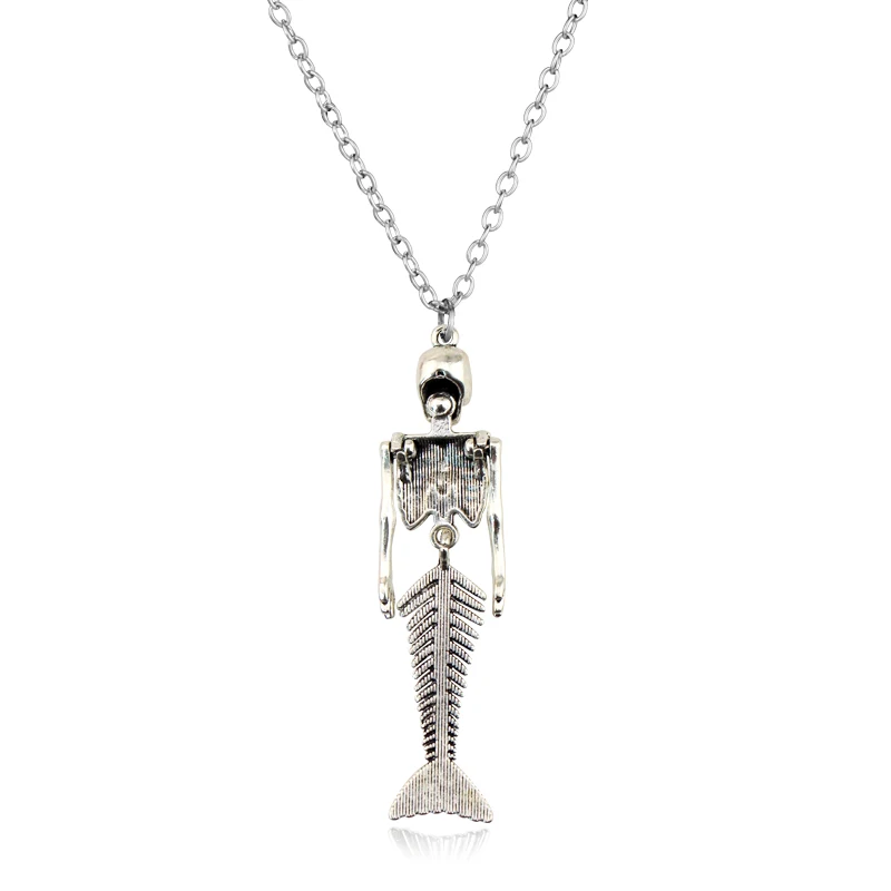 Металлическая подвеска в виде скелета русалки ожерелье на Хэллоуин стимпанк