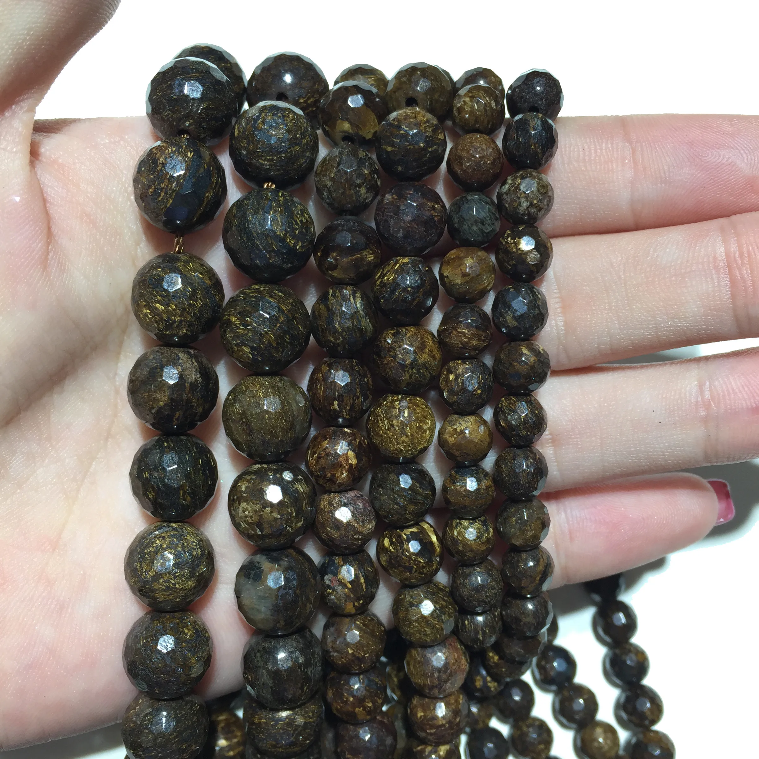 Bronzite граненые круглые бусины россыпью натуральный камень целебная энергия