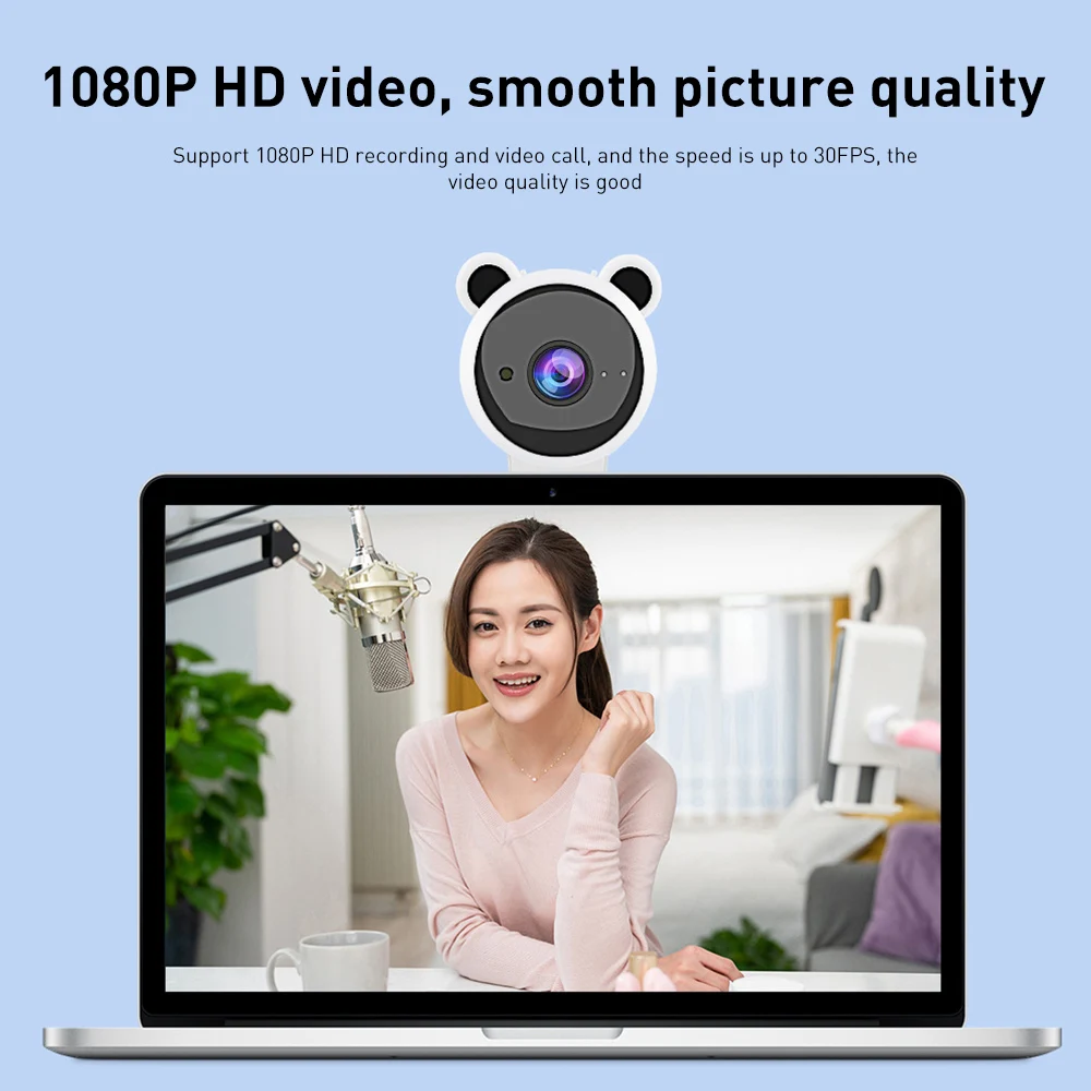 

HD 1080P Webcam Adjusable Mini USB WebCamera with Microphone Computer Web Cam for Live Broadcast Video Calling Conference Work