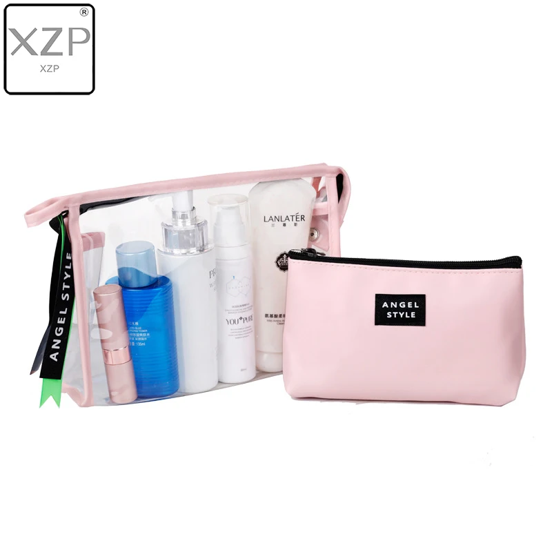 Новая прозрачная однотонная косметичка XZP из ПВХ 2 шт./компл. дорожная