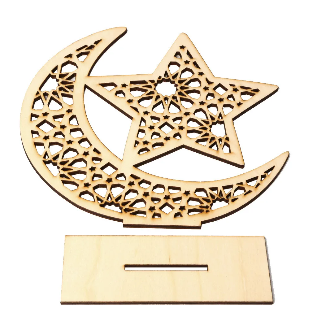 

Wooden Eid Mubarak DIY Moon Home Decoration Ramadan Wooden Plaque Ornament Muslim Islam Hanging Pendant Decor Crafts art