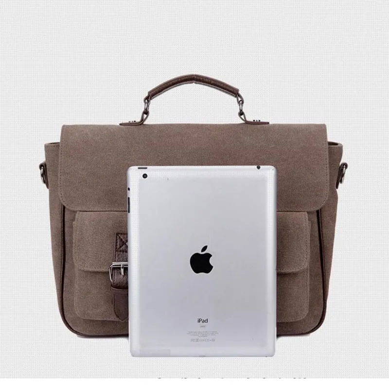 Холщовая сумка мессенджер для мужчин повседневный деловой портфель ноутбука