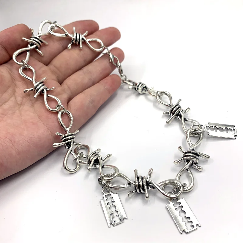 Ожерелье из колючей проволоки ожерелье в стиле хип хоп с шипами браслет панк рок