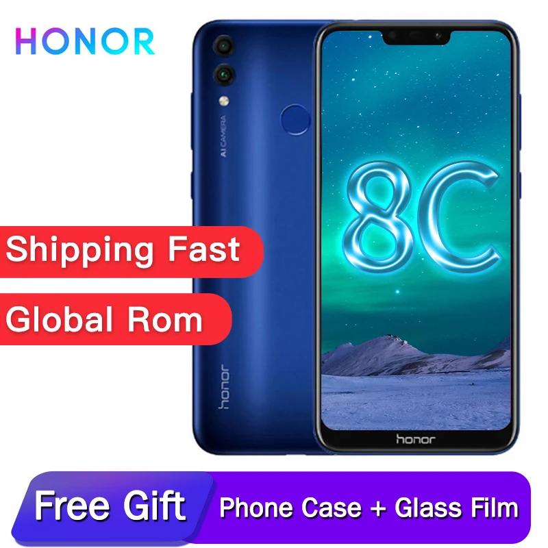 honor 8C 6.26in распознавание лица Snapdragon 632 Восьмиядерный фронтальный 8.0MP двойная задняя камера 4000 мАч 3 слота дл