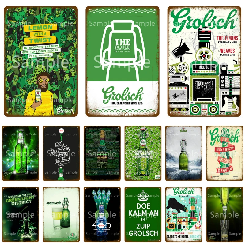 Лимон с твист Grolsch наклейки поилка винтажные металлические жестяные знаки пивной