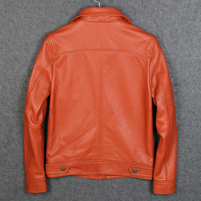 

Men's Genuine Leather Jacket Cowhide SingleJackets Plus Size 5XL Casual Leather Coat for Male