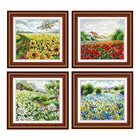 Набор для вышивки крестиком Fishxx, точная печать C1519, садовая ферма, четыре маргаритки И Подсолнухи, подвесные картины