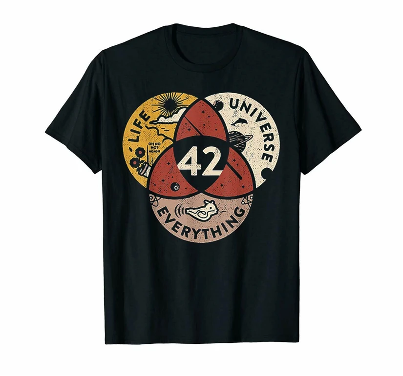 42 ответ на жизнь Вселенная и всё Дуглас Адамс черная футболка Harajuku забавная |