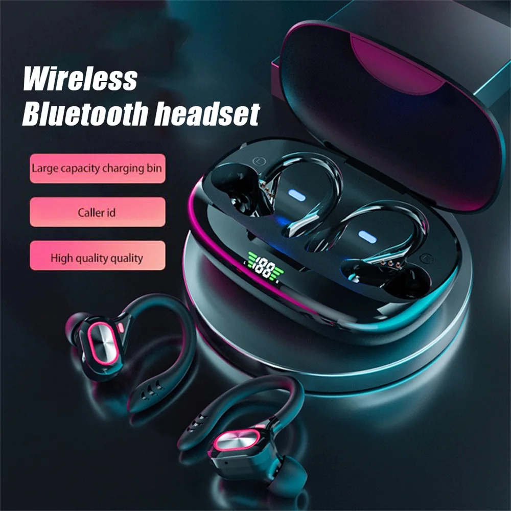 

Беспроводные наушники TWS S730, Bluetooth-совместимые наушники 5,0, подвесные наушники, спортивные водонепроницаемые наушники со светодиодный ным д...