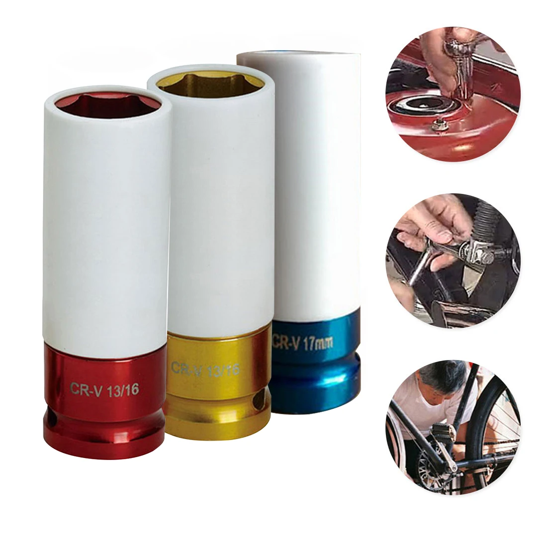 

Colorful Sleeve 17mm/19mm/ 21mm Tire Protection Sleeve Wall Deep Impact Nut Socket High-carbon Steel Wheel