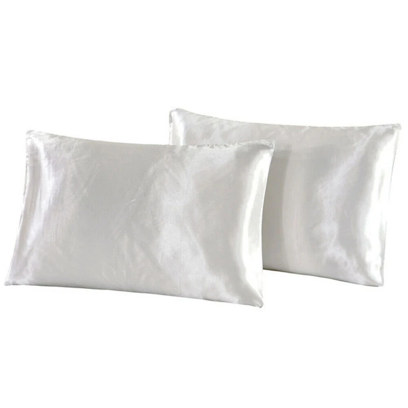 

2-Piece Silk Satin Pillowcase Simple Solid Color Bedding Household Smooth Multicolor Simulation Silk Satin Pillowcase