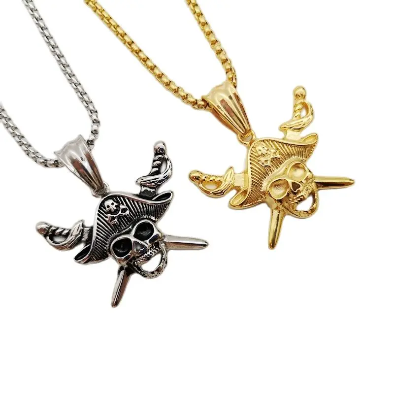 Крутое ожерелье с подвеской в виде двойных мечей Креста пиратского черепа