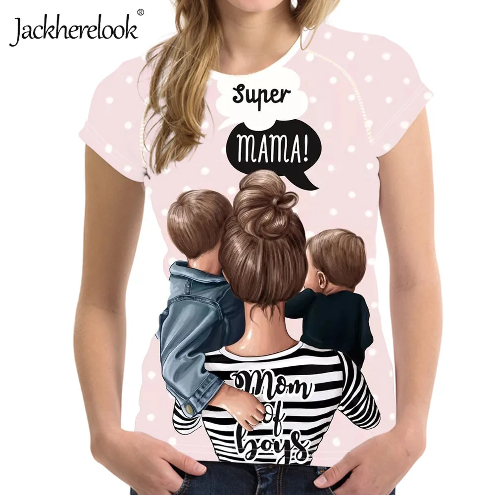 

Jackherelook 2020 брендовая дизайнерская женская футболка с мультяшным принтом Super Mama летняя одежда с коротким рукавом Свободные женские Топы Руба...