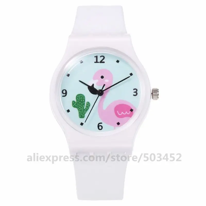 100 шт/партия без логотипа Фламинго дизайн силиконовые часы повседневные желе