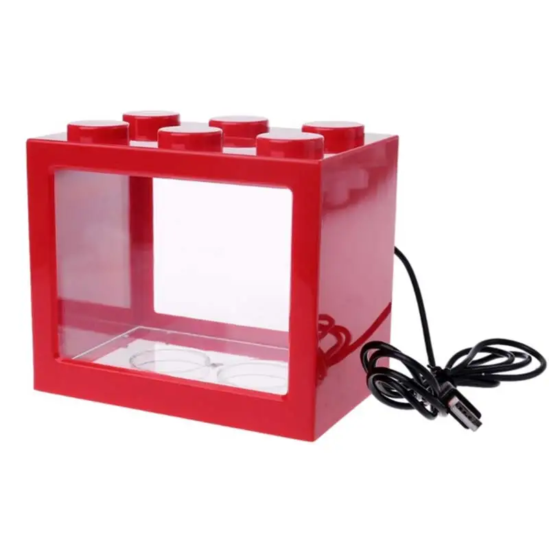 USB мини аквариума (сделай сам) со светодиодной лампой с светильник Betta Fish цилиндр