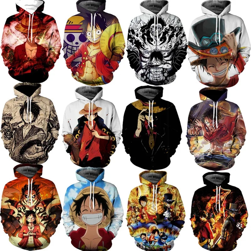 Аниме ONE PIECE костюм Обезьяна D Луффи кофты Косплей Осень Мужчины Европейский и американский 3D печать куртка с капюшоном свитер