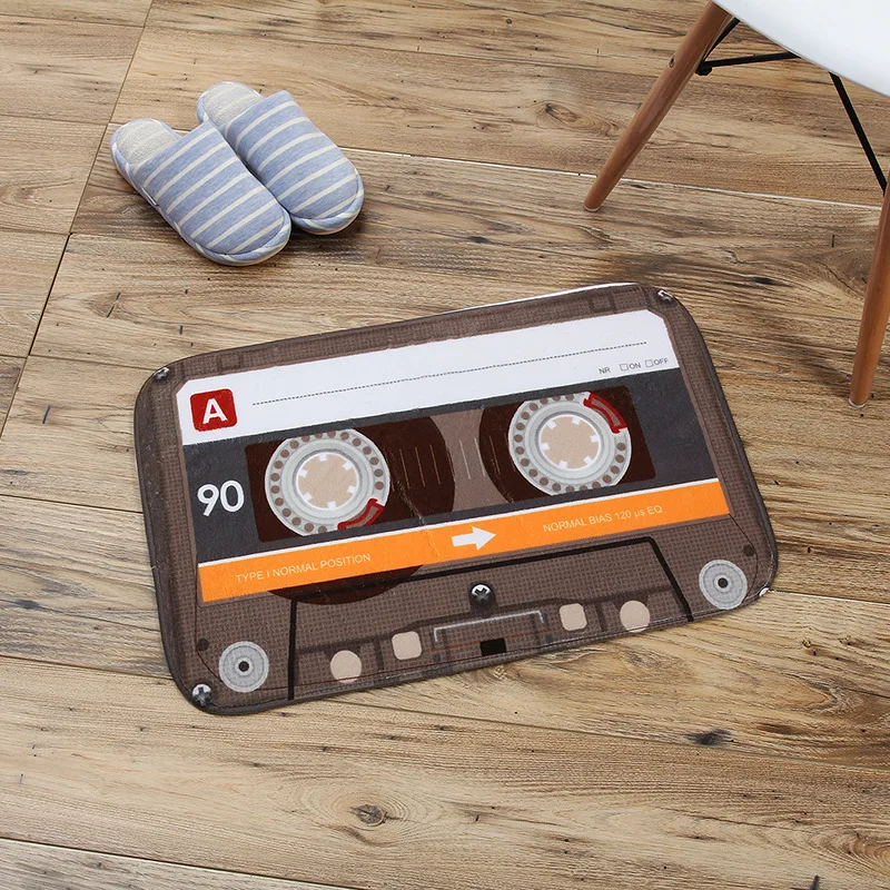 

Vintage Cassette Tape Indoor Doormat Non Slip Door Floor Mats Carpet Rugs Decor Flannel Plush Door mat Porch Doormats Tapete