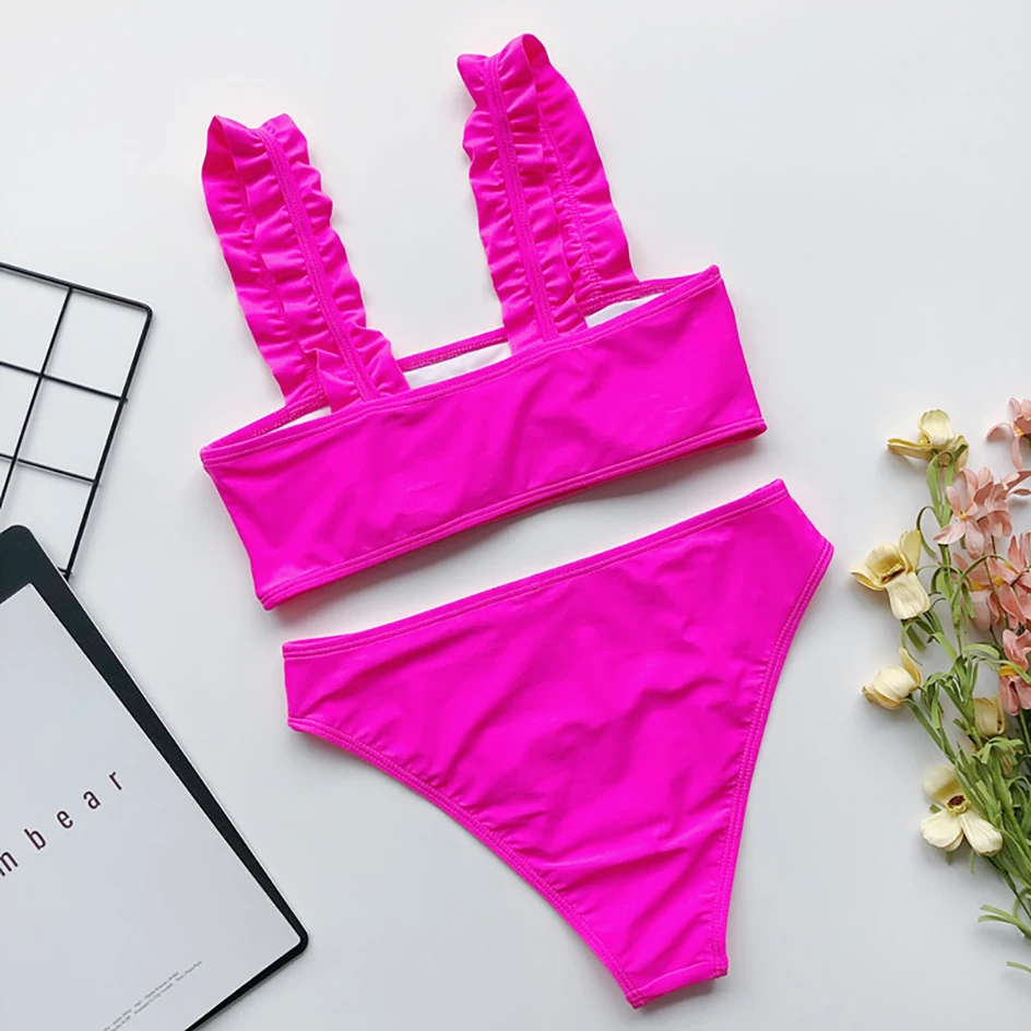 Сексуальное бикини 2020 простой купальник Женский комплект с высокой талией