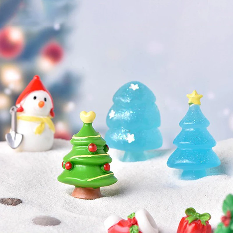 

2 шт., миниатюрные рождественские Снеговики и елки из полимерных материалов