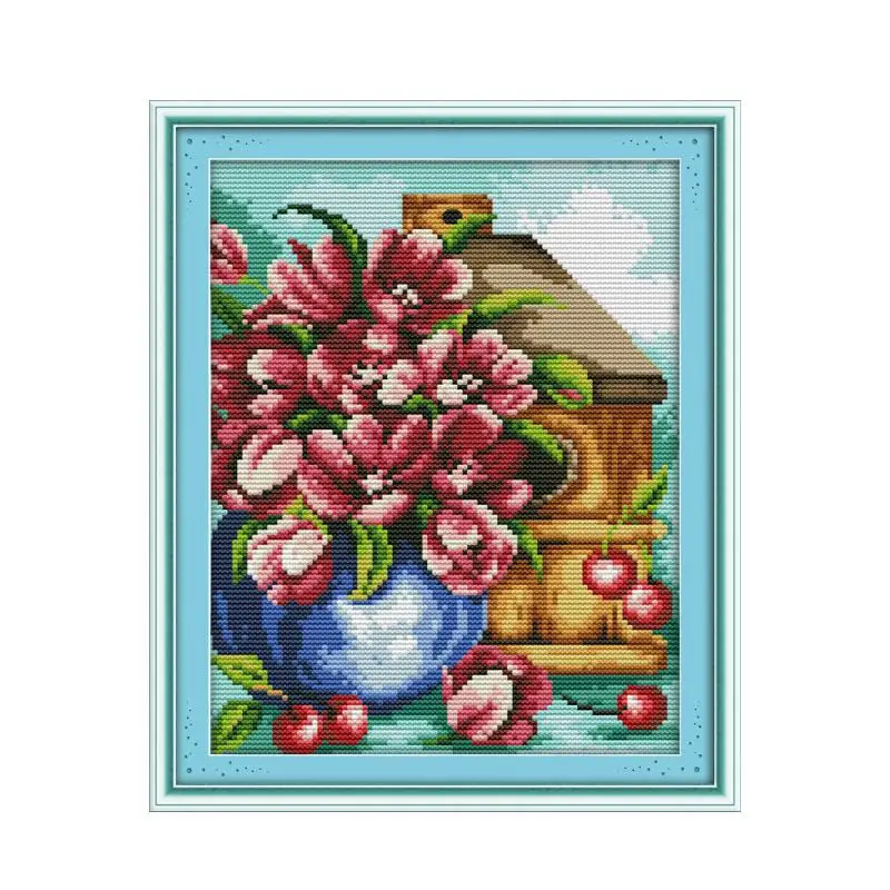 

Tulip vases cross stitch kit flower 18ct 14ct 11ct count printed canvas stitching embroidery DIY handmade needlework