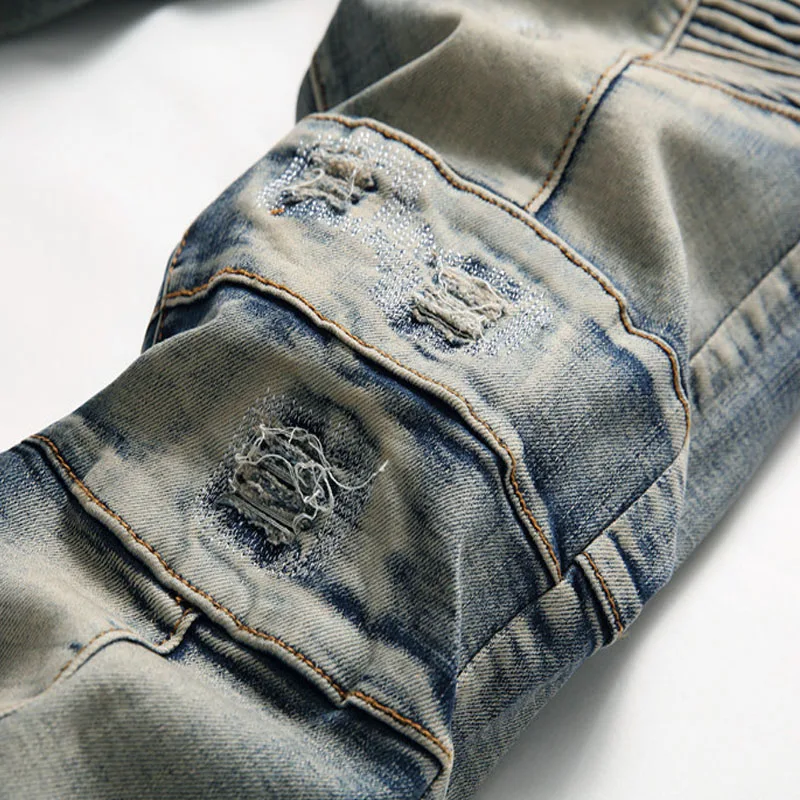 

Men'S Jeans Pants For Men Ripped Denim Trousers Biker High Quality Male Straight Casual Designer Comfortable Advanced