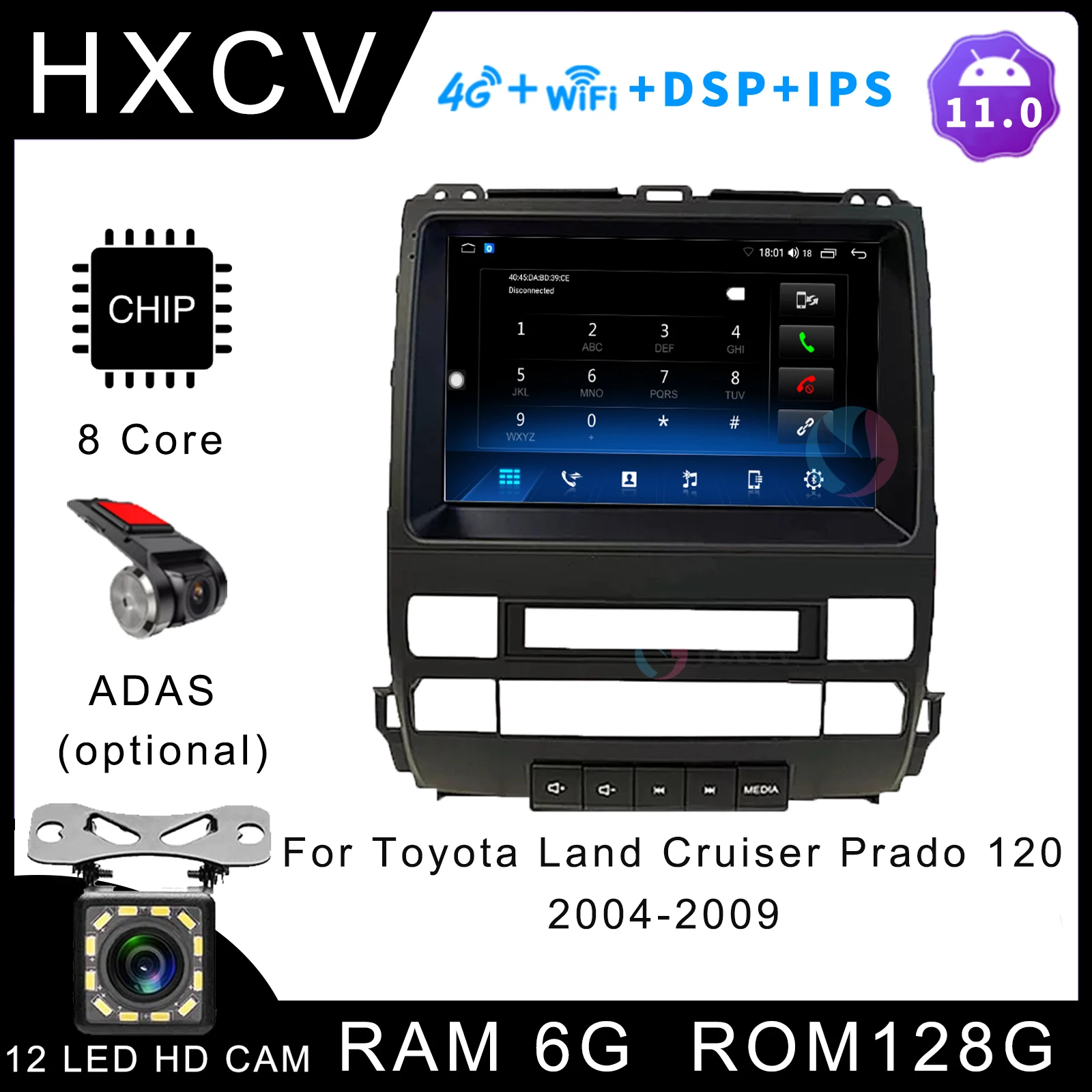 

Smart Android car radio for Toyota Land Cruiser Prado 120 car stereo with gps navigation 4G bluetooth 2004- 2009