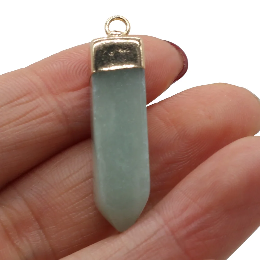 

Natural Stone Pendant Quadrangular Prism Shape For DIY Necklace High Quality Charm Decorative Jewelry 34x10mm