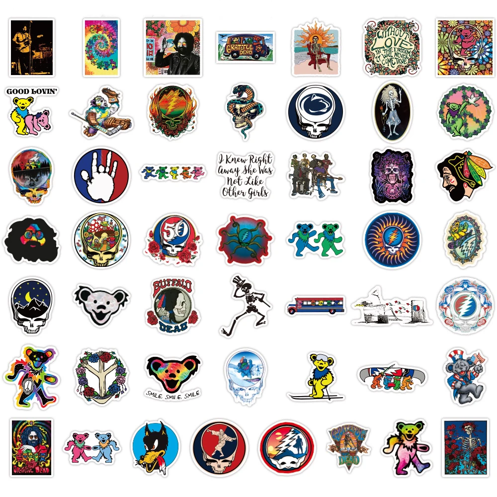 1050100pcs rock music grateful dead cool stickers aesthetics skateboard laptop motorcycle phone bike sticker decal kid toy free global shipping